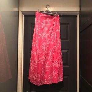 Lilly Pulitzer Sz 0 Maxi Skirt Coral Me Crazy